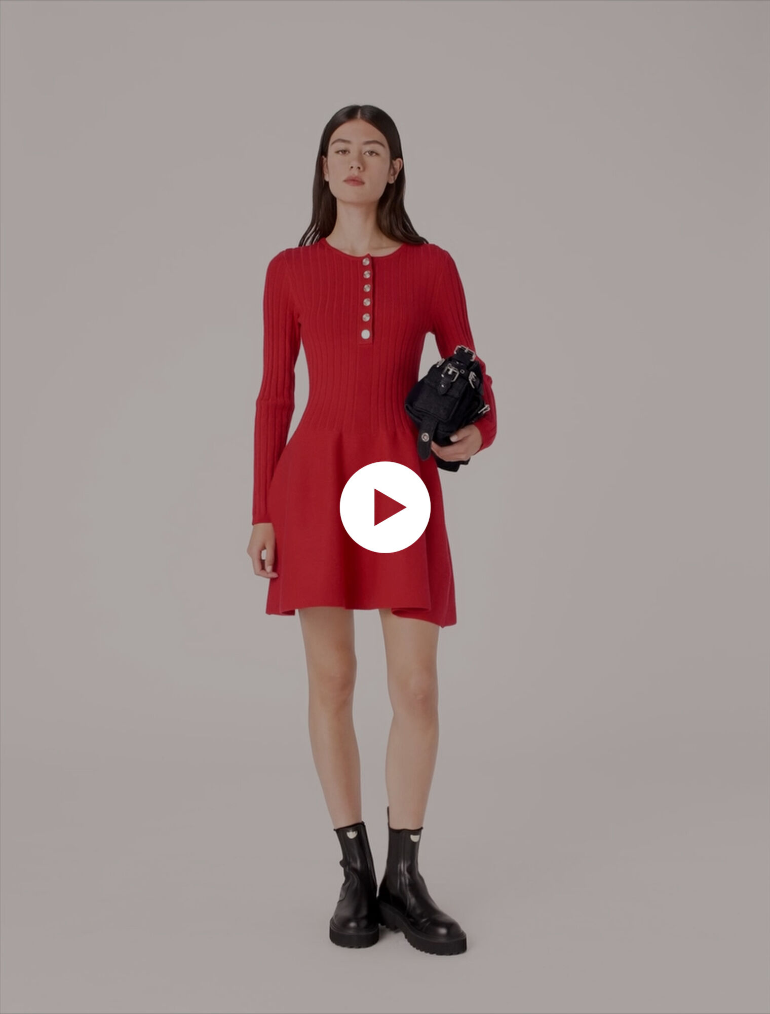 Knit dress with flared skirt
