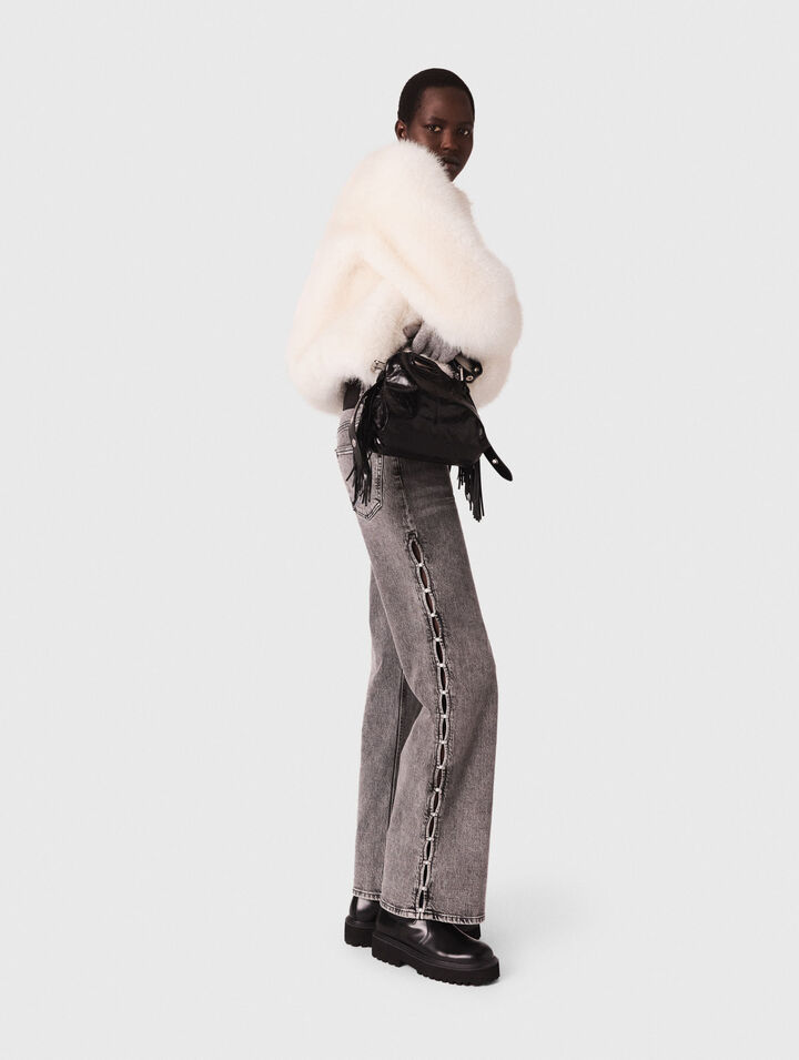 Beaded wide-leg jeans