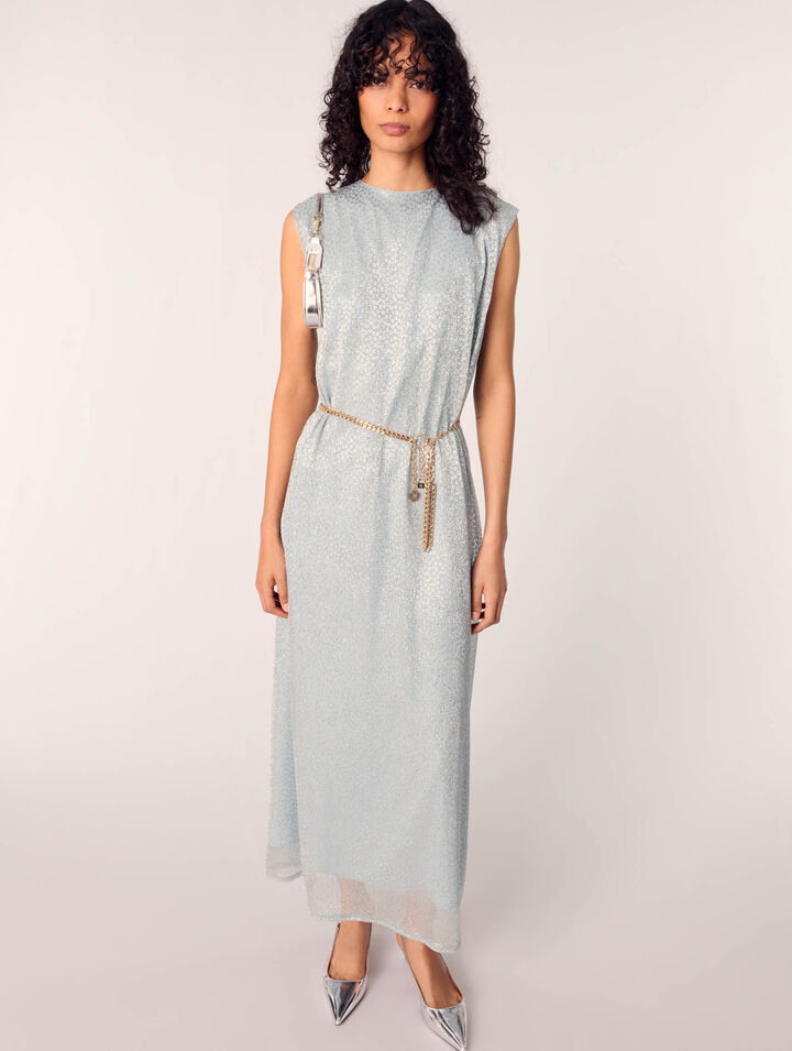 Lurex cape maxi dress