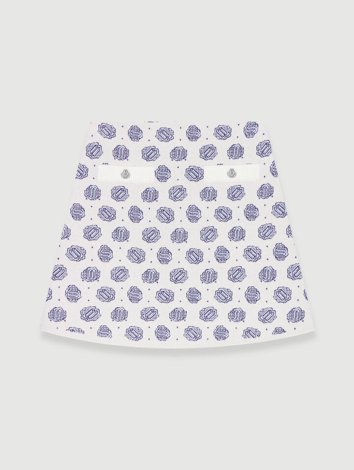 Monogrammed knit skirt