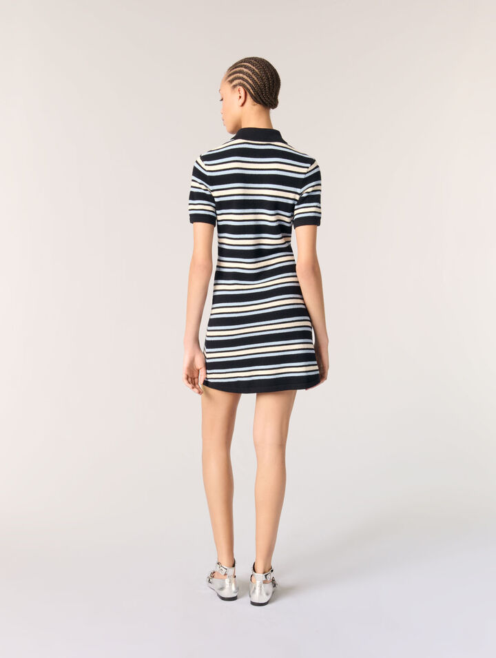 Striped knit polo dress