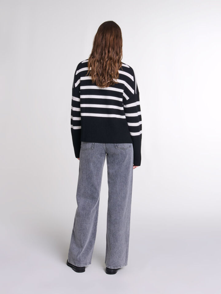Stripe print high-neck jumper