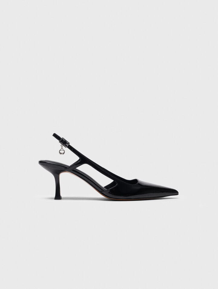 Patent leather slingback pumps