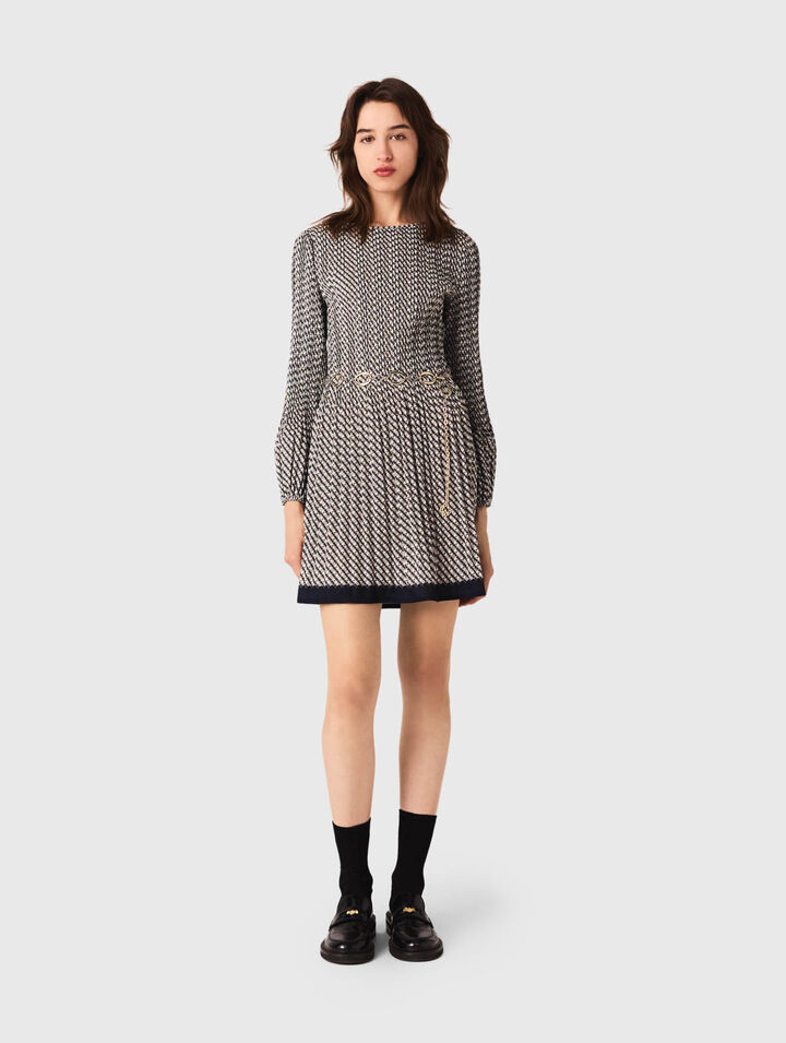 Patterned pleated dress