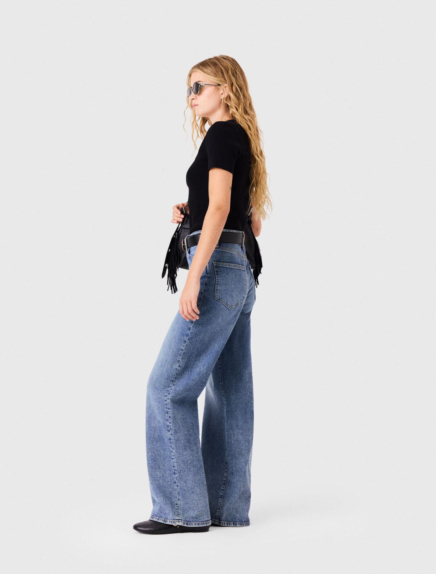 Square-neck ribbed jumper