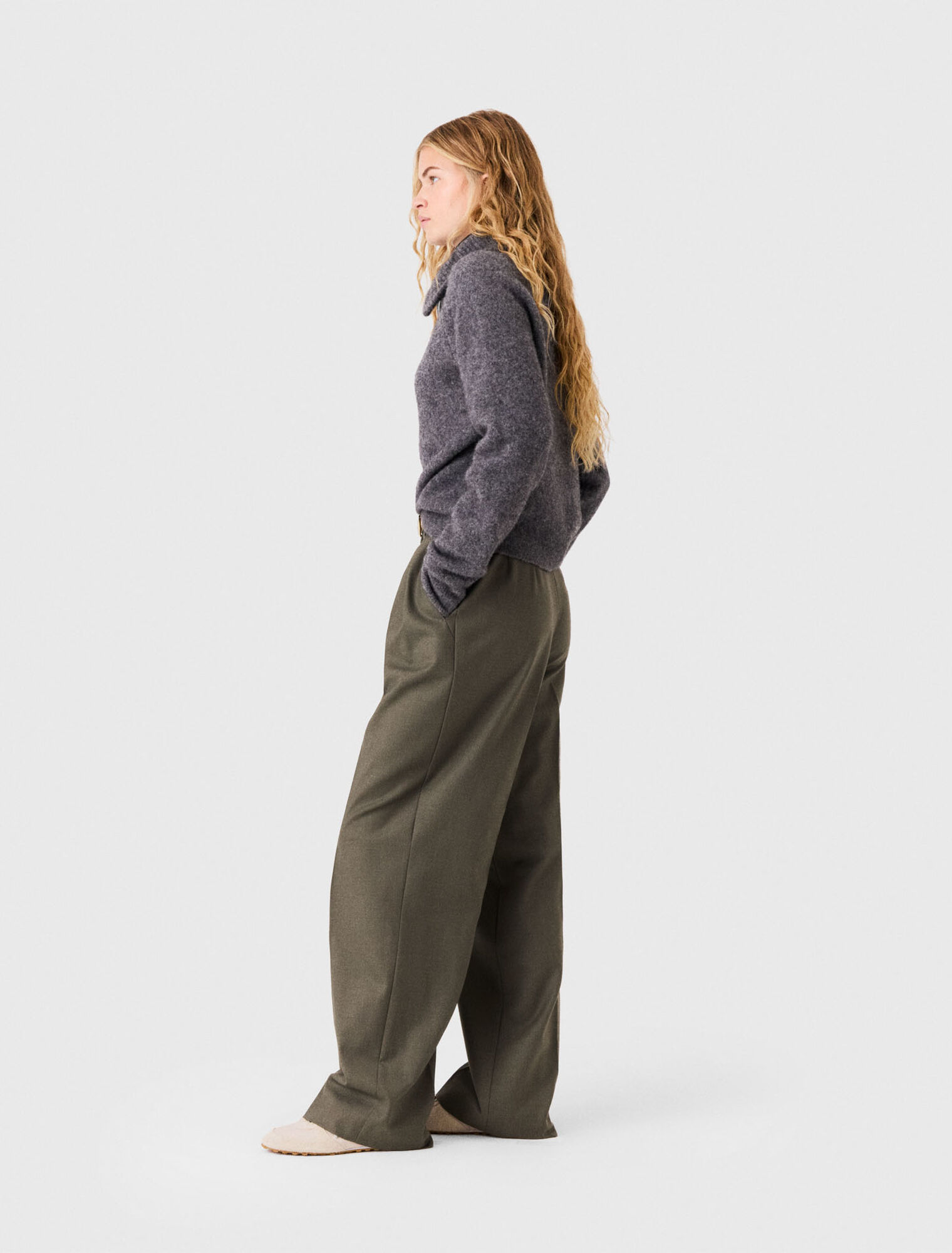 Zip-neck yak jumper