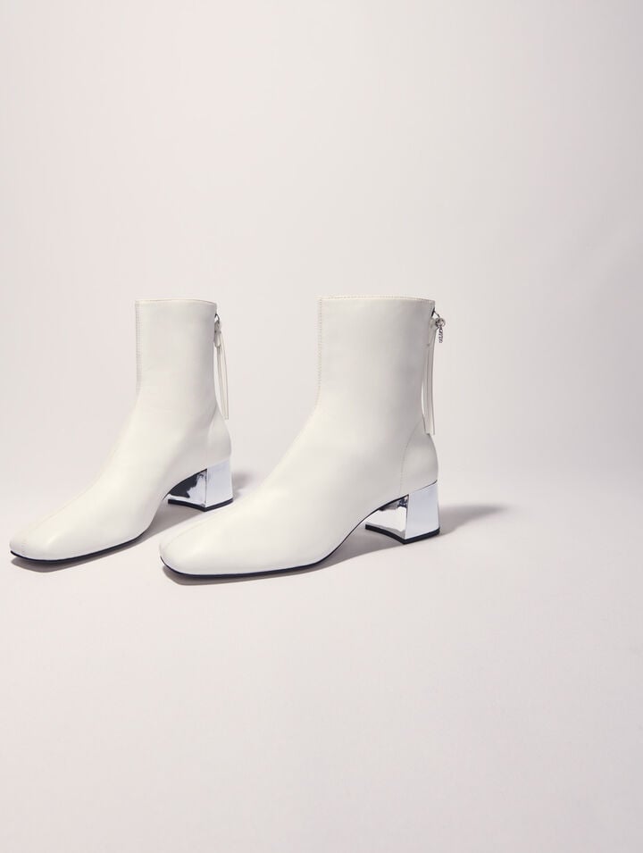 Square-toed leather boots