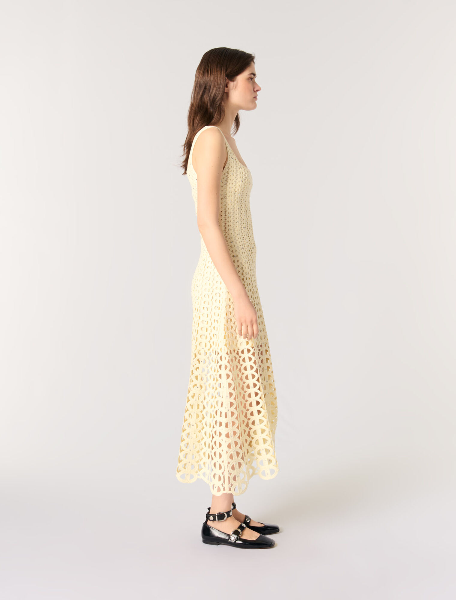Rhinestone crochet midi dress