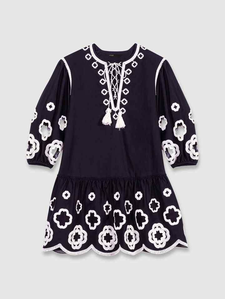 Short embroidered tunic dress