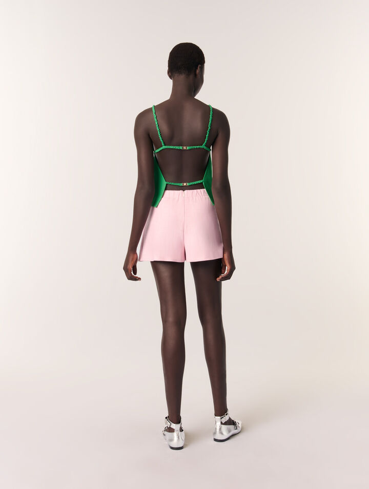 Layered-effect suit shorts