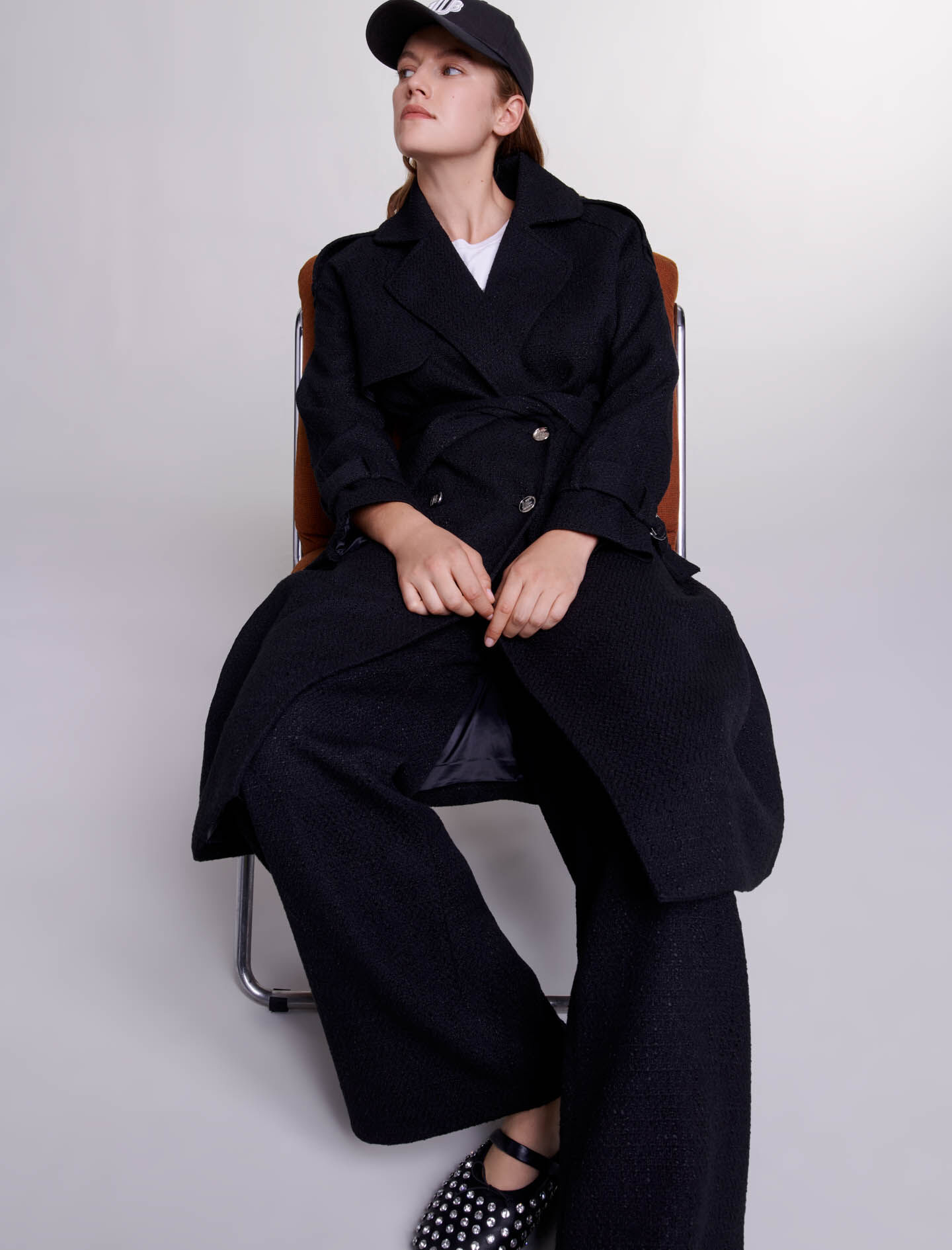 Tweed trench coat Coats Maje