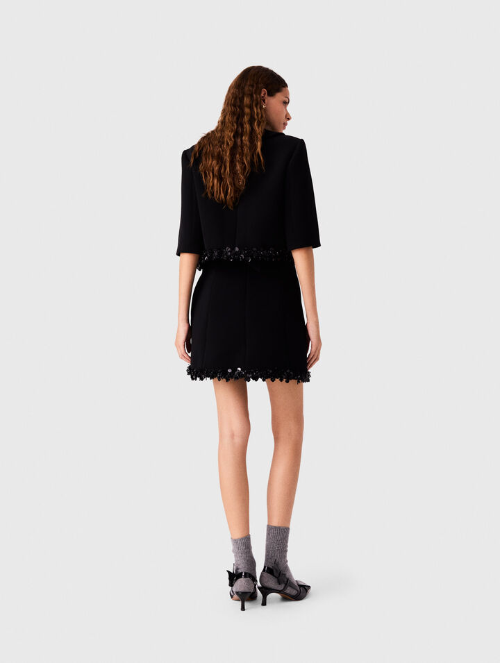 Short crepe jacket with pearls