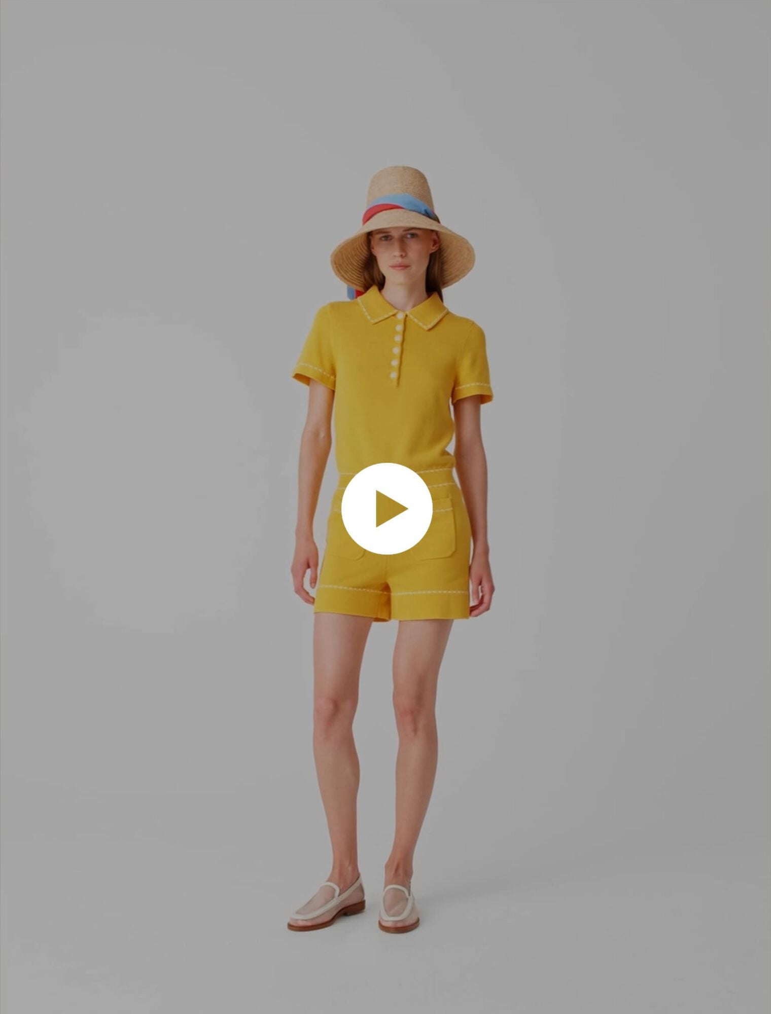 Knit playsuit with polo collar