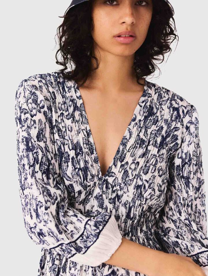 Patterned pleated dress