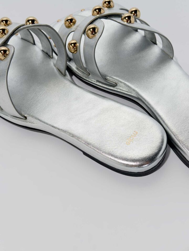 Studded leather mules