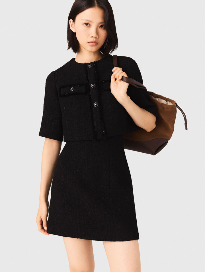 2-in-1 shiny tweed dress