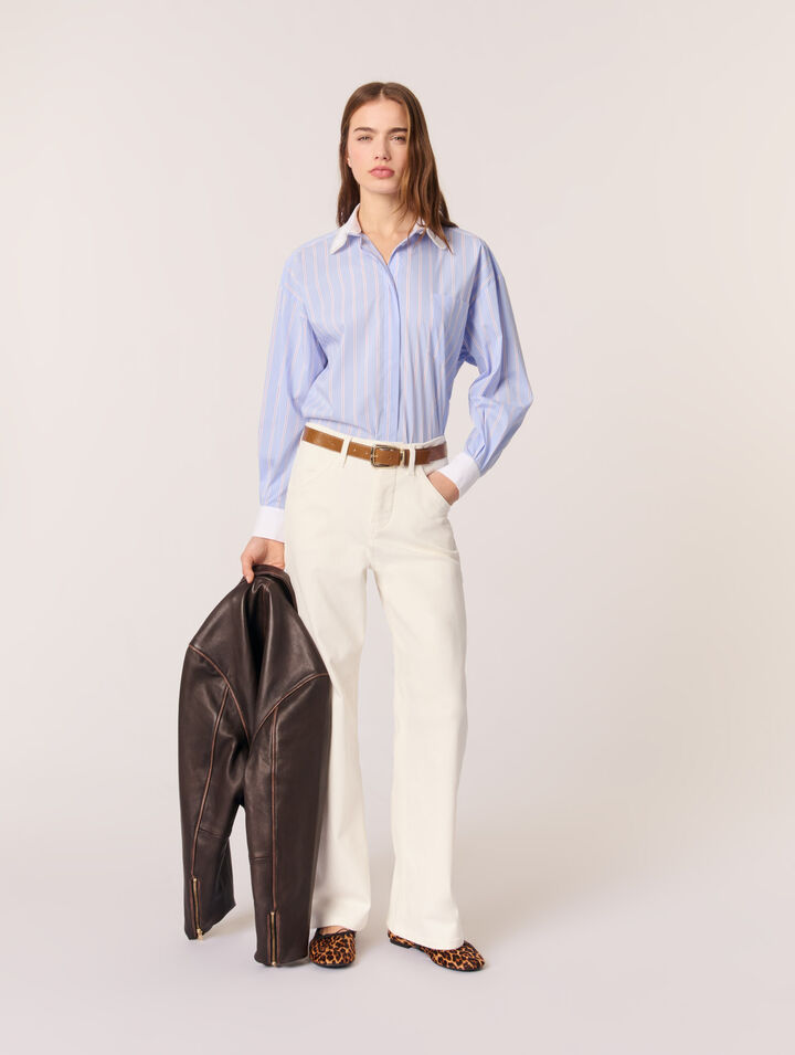 Striped shirt with beaded collar