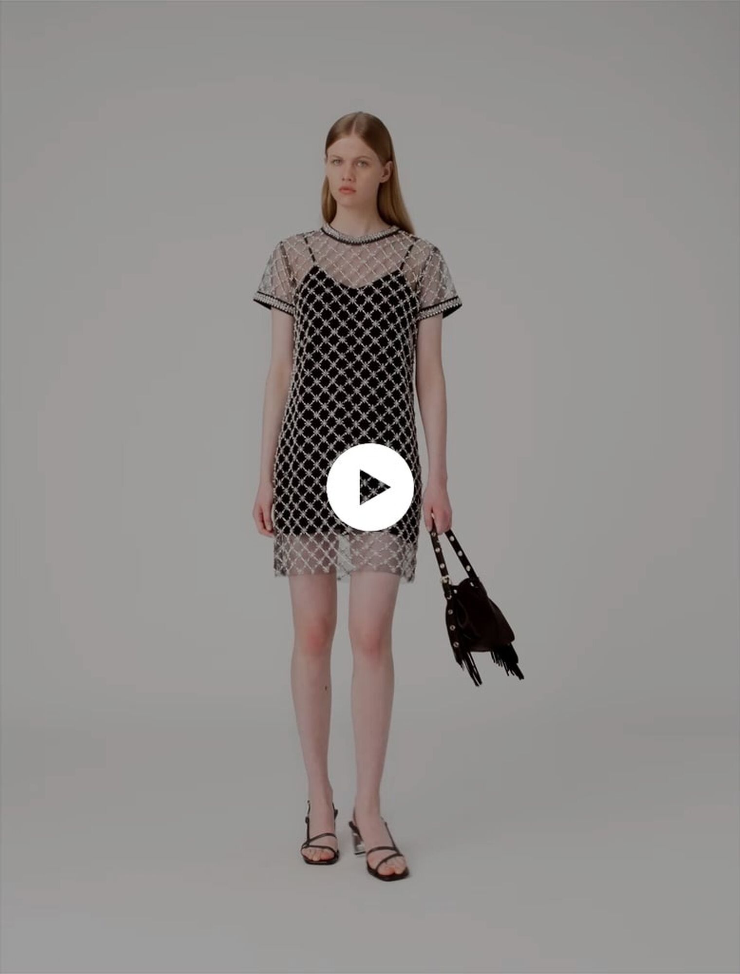 Short embroidered tulle dress