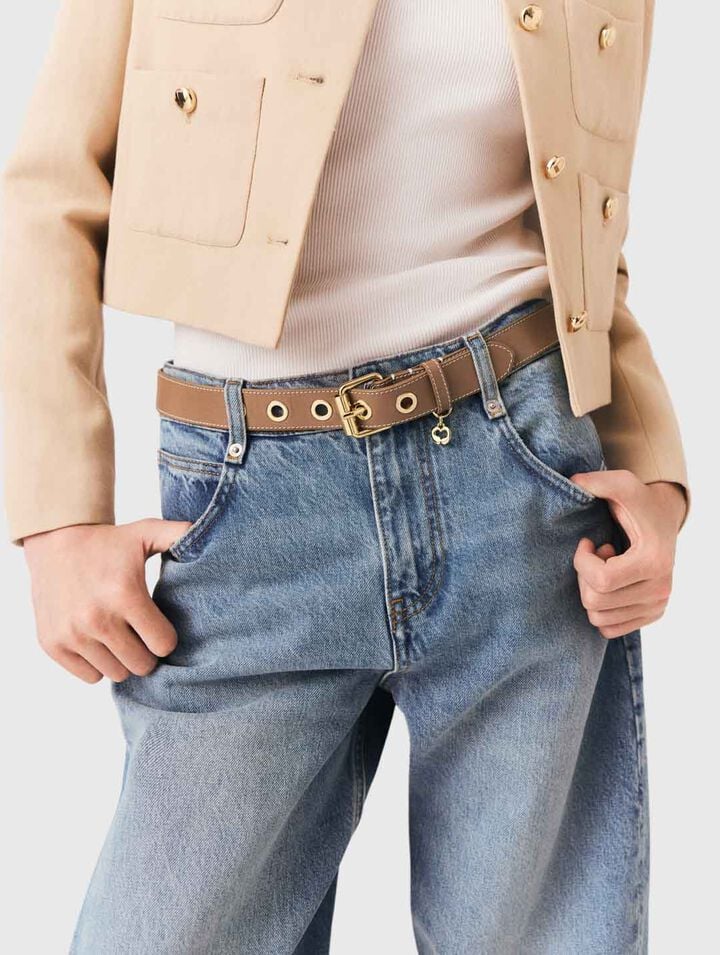 Leather belt with eyelets