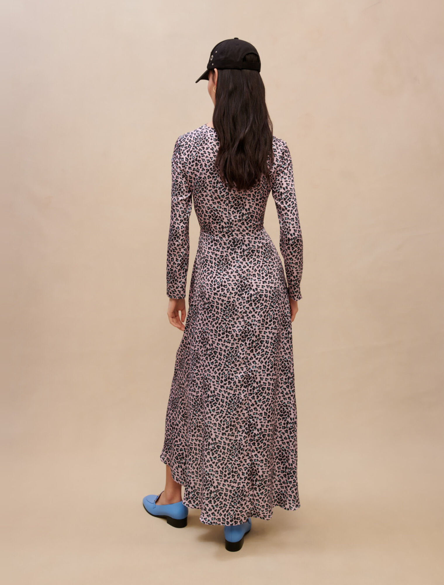 Openwork satin maxi dress
