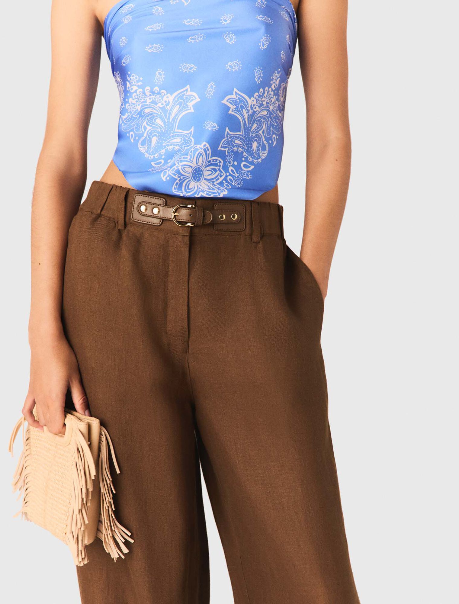 Linen-blend trousers