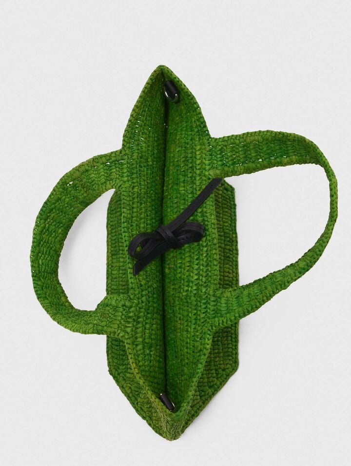 Natural raffia mini shopping bag