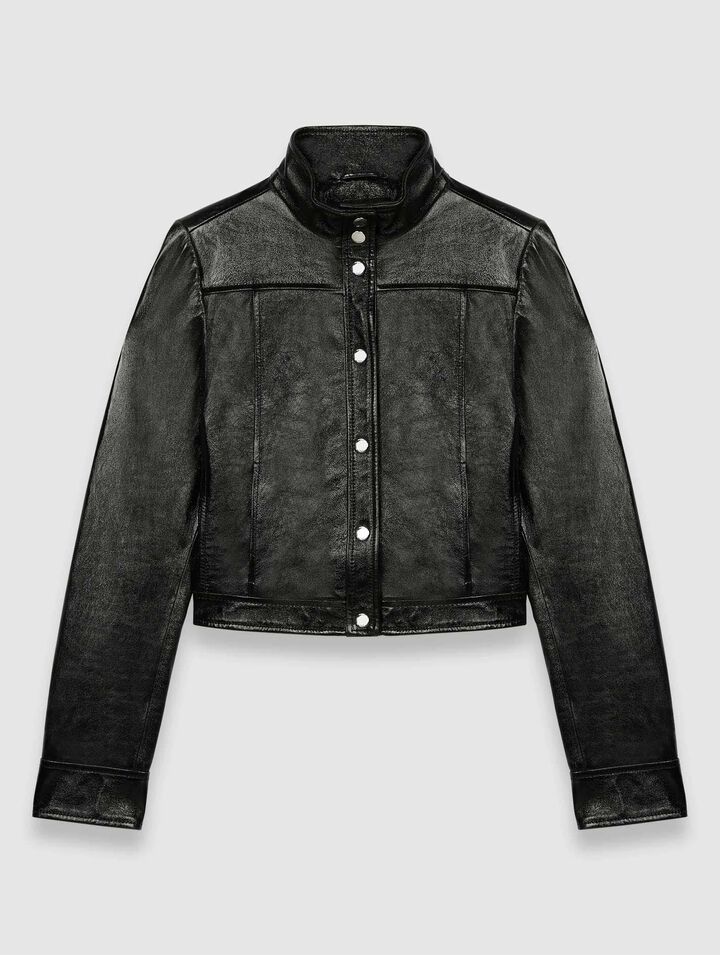 Black vinyl leather jacket
