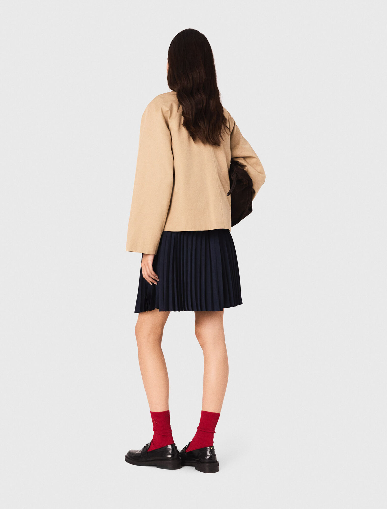 Trapeze jacket with contrast collar