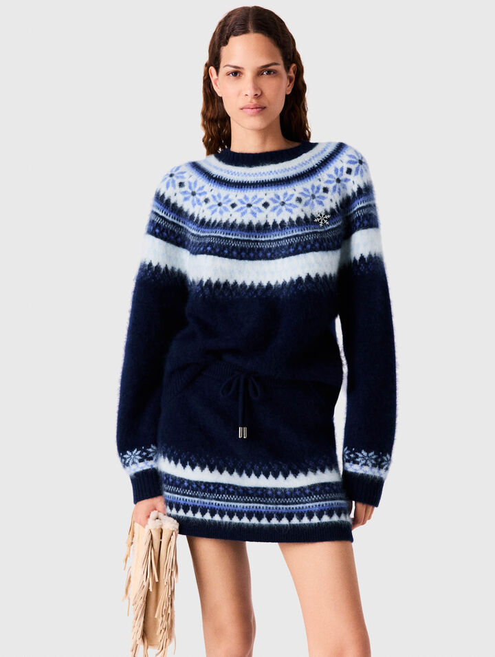 Short jacquard knit skirt