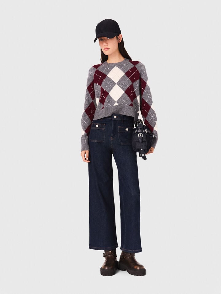 Cropped argyle jumper