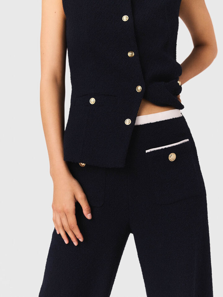 Straight-leg tweed trousers