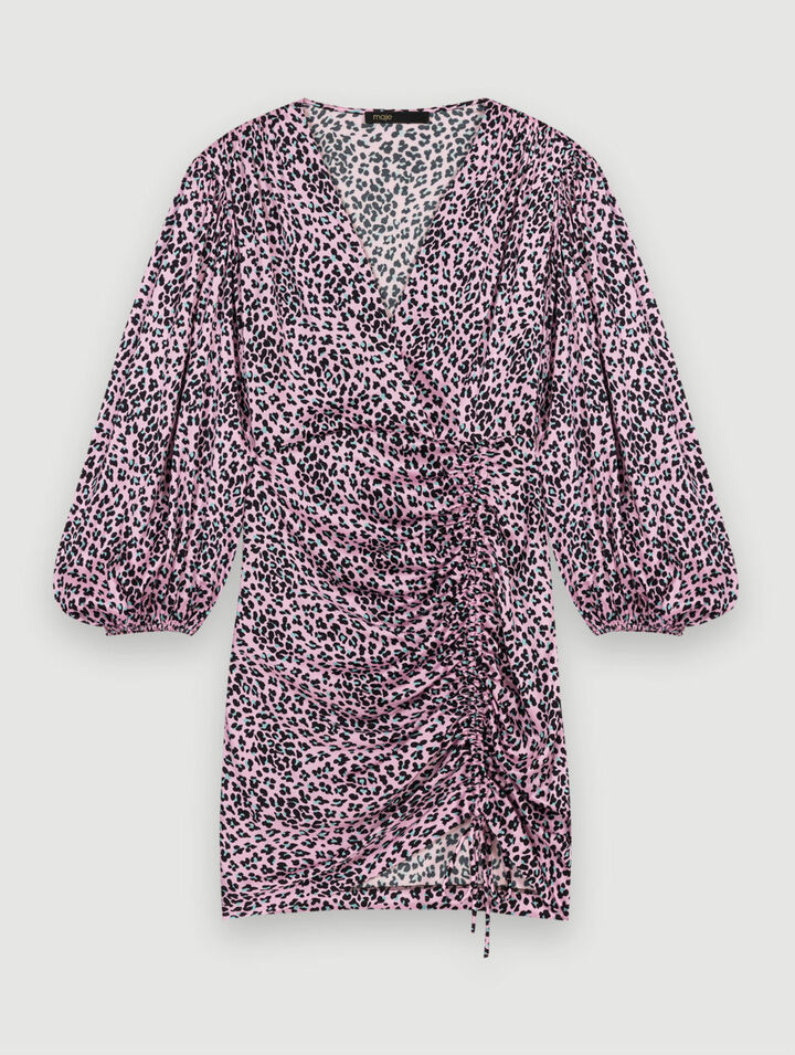 Leopard print draped dress
