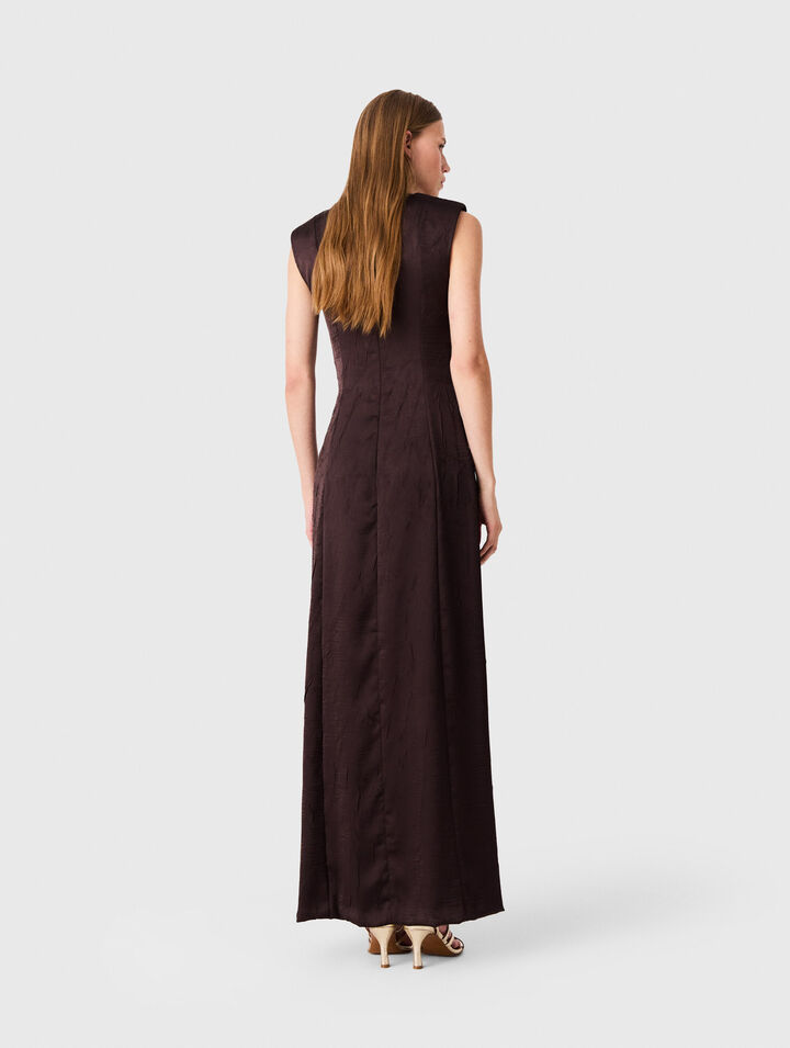 Satin-effect draped maxi dress