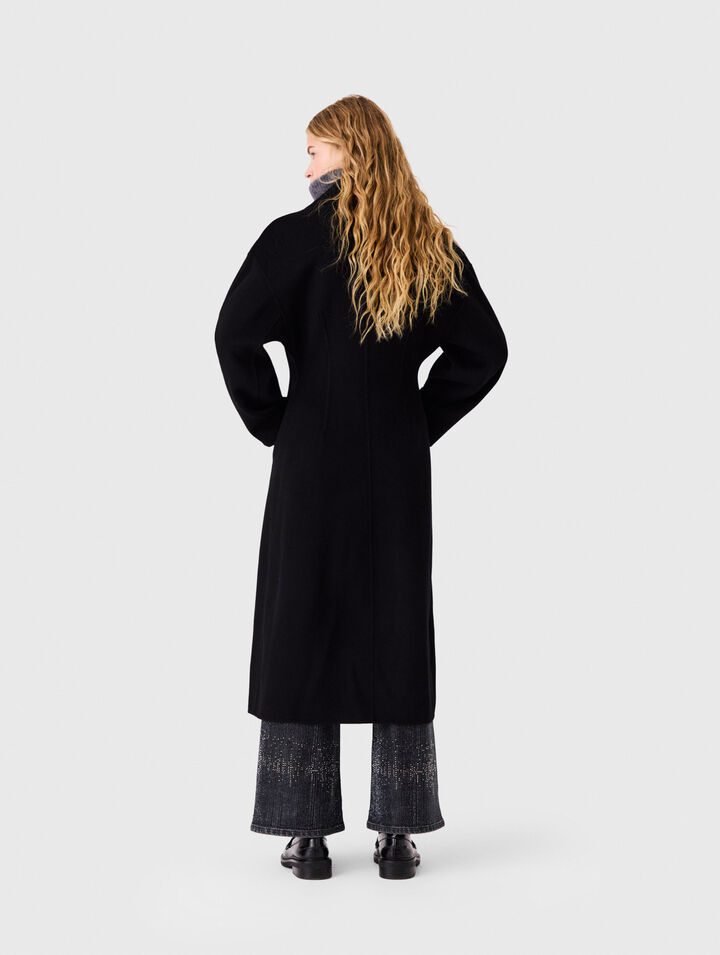 Long double-breasted wool coat