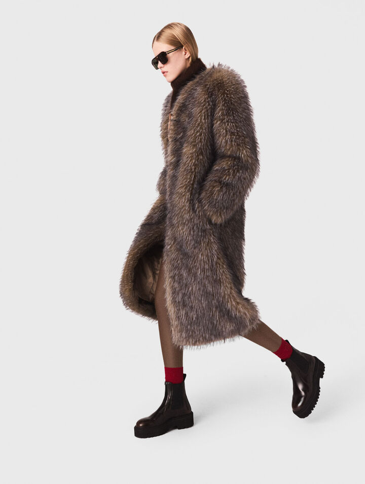 Long faux fur coat