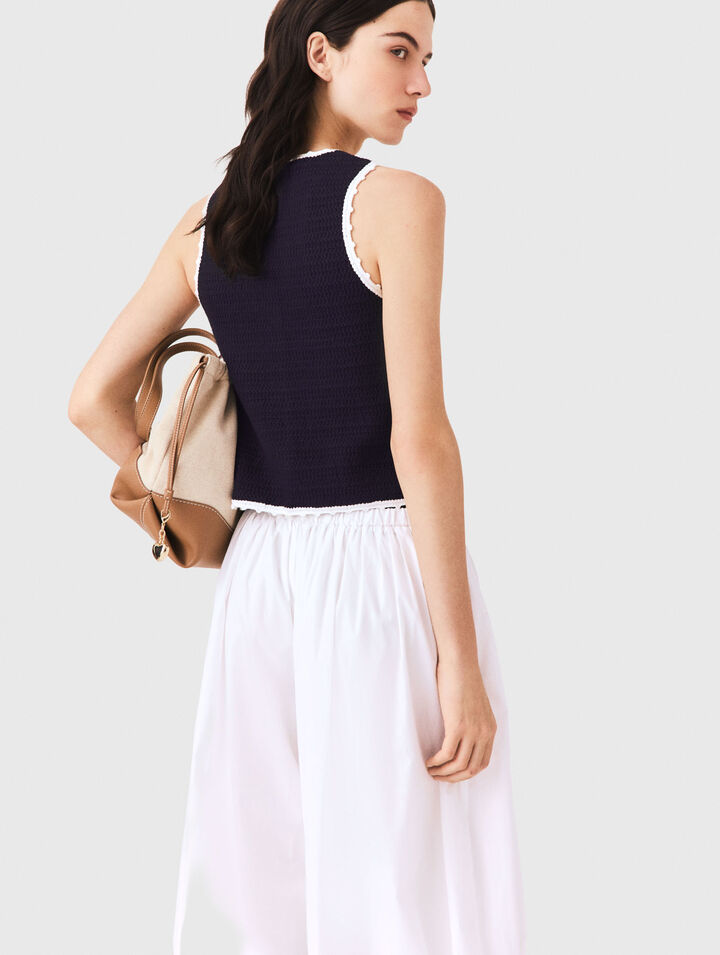 Knit top with crochet trim