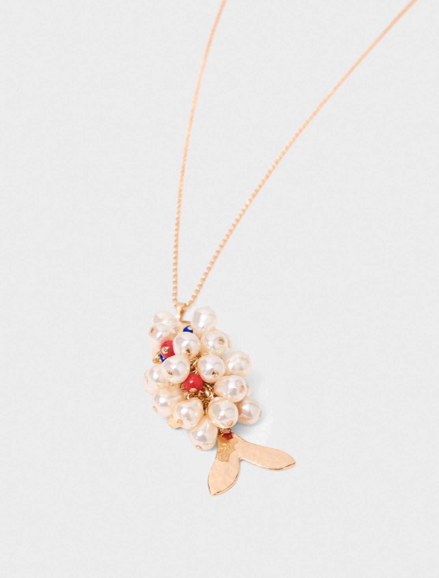 Long beaded fish necklace