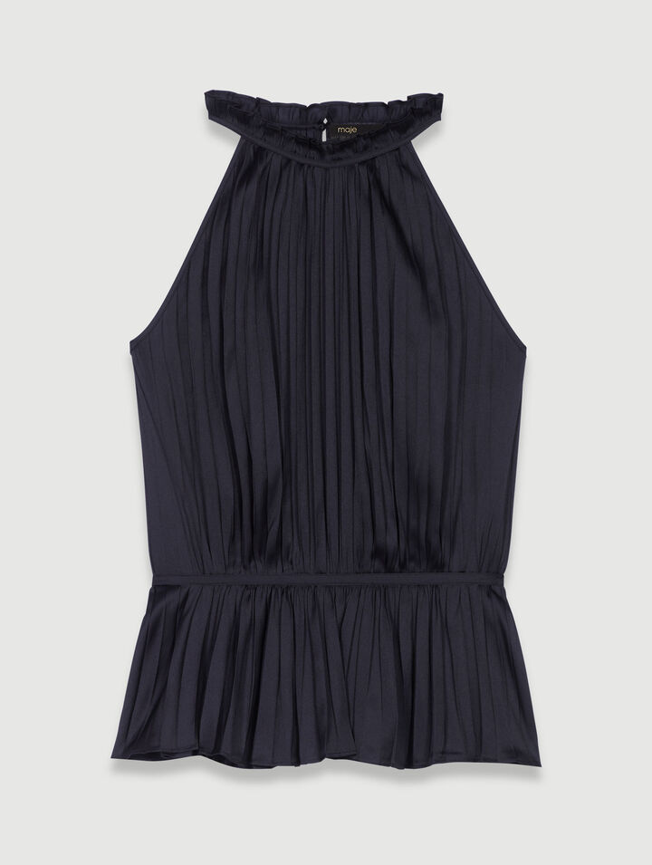 Pleated satin top