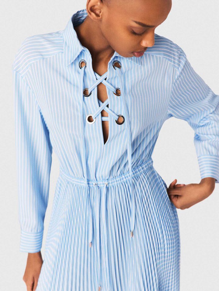 Pleated eyelet maxi dress