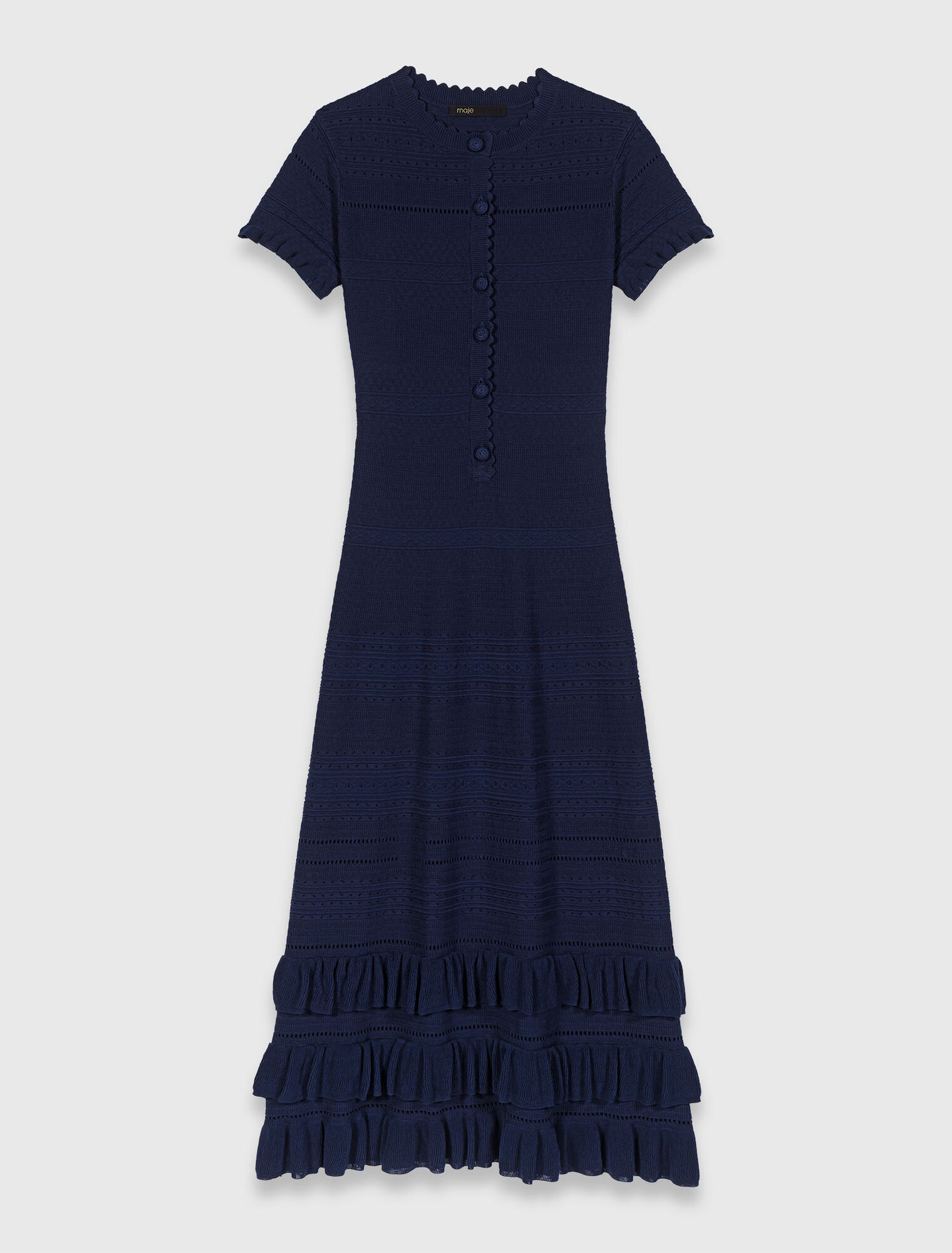 Knit maxi dress with ruffles