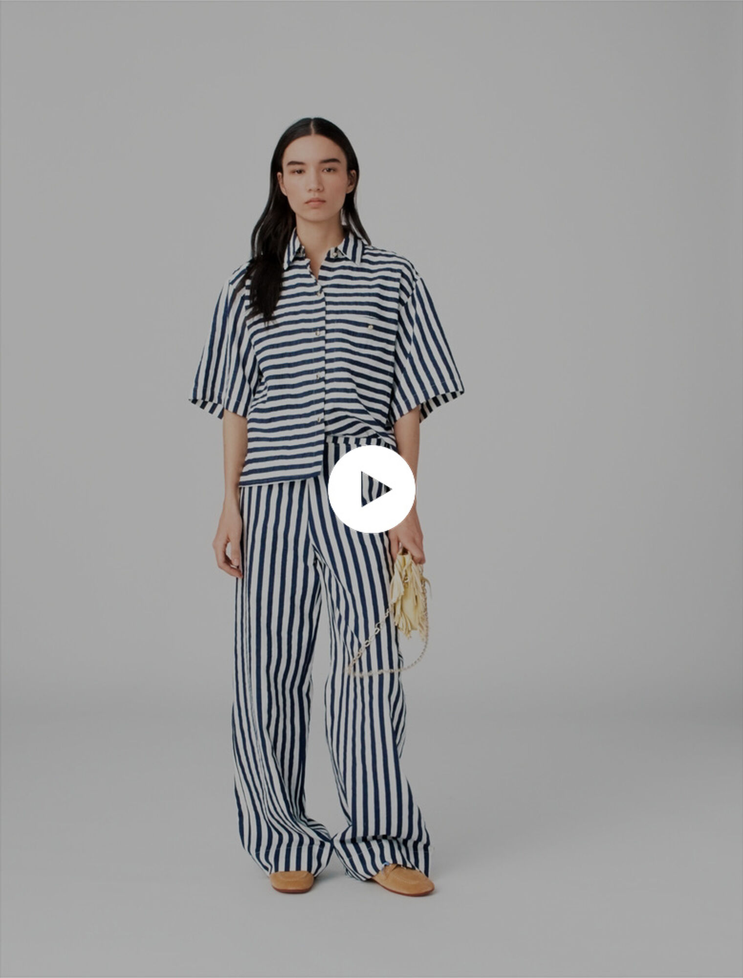 Cropped linen-blend shirt