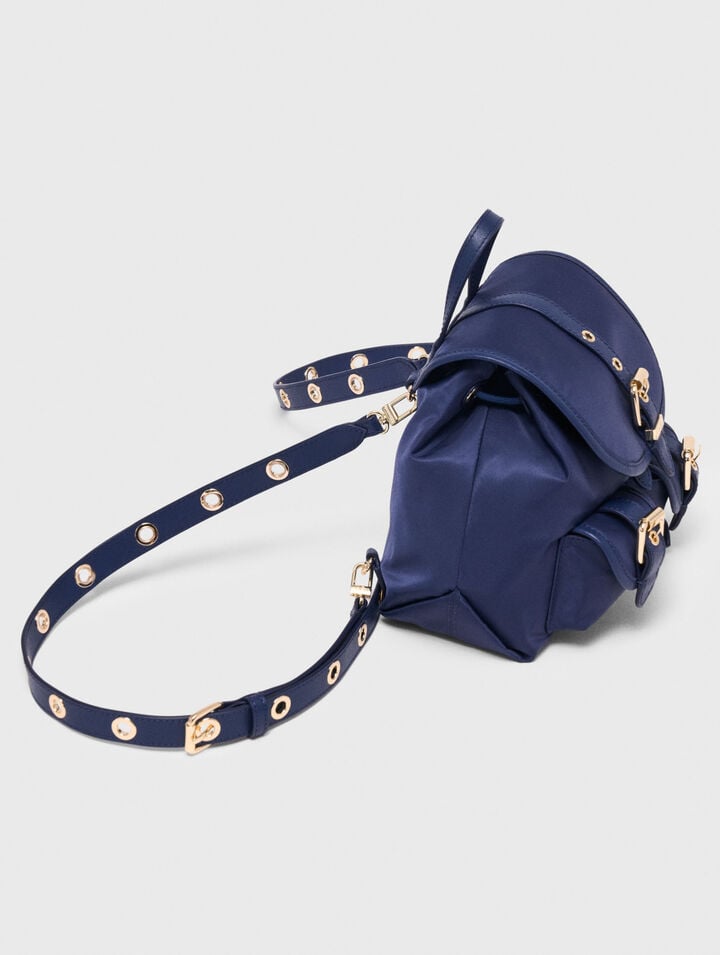 Mini leather and nylon backpack