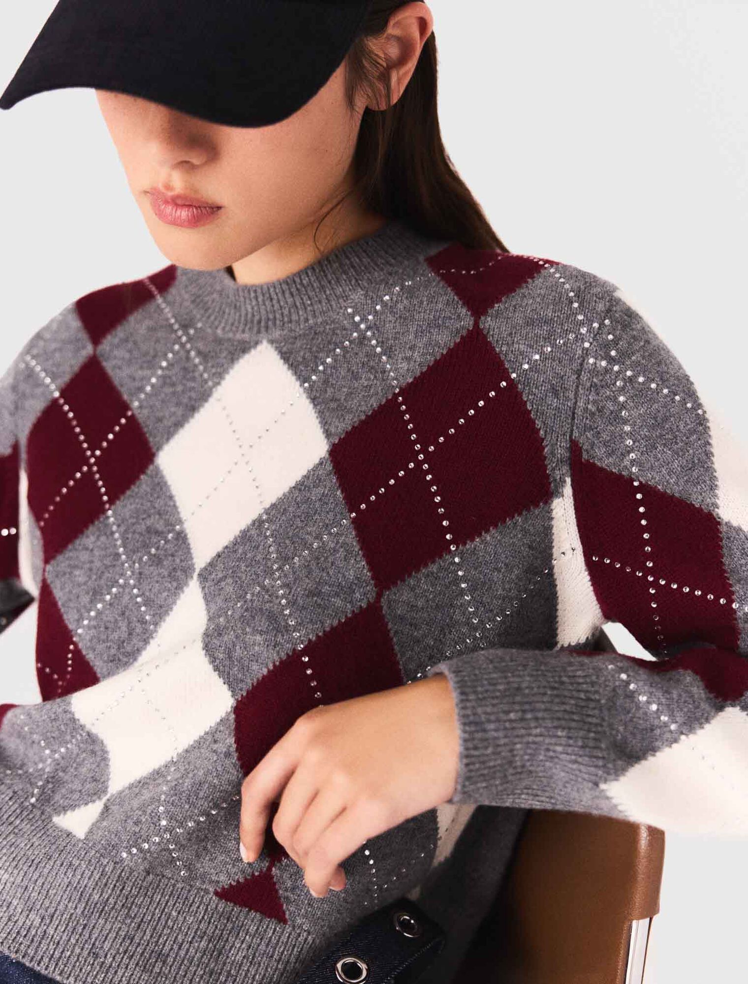 Cropped argyle jumper