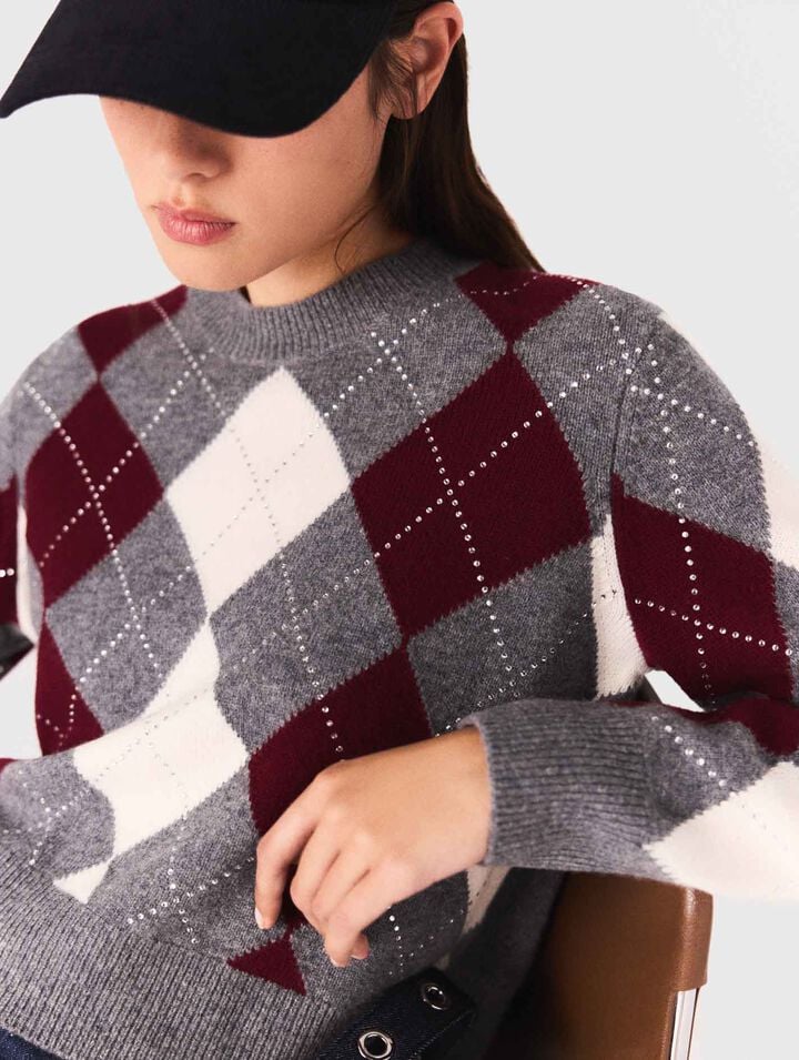 Cropped argyle jumper