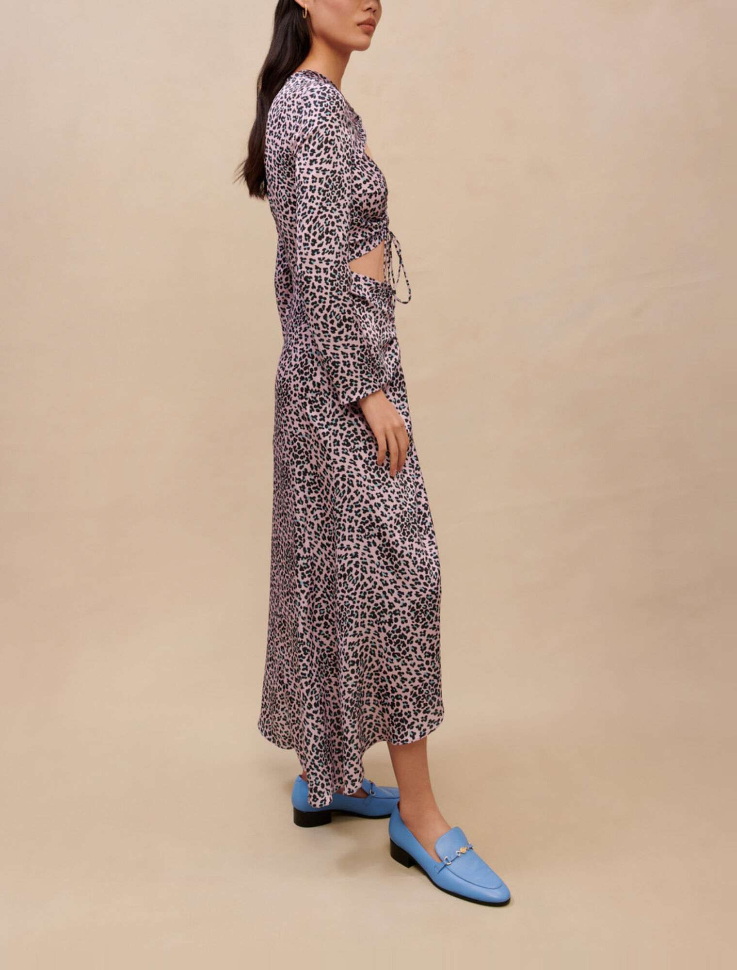 Openwork satin maxi dress