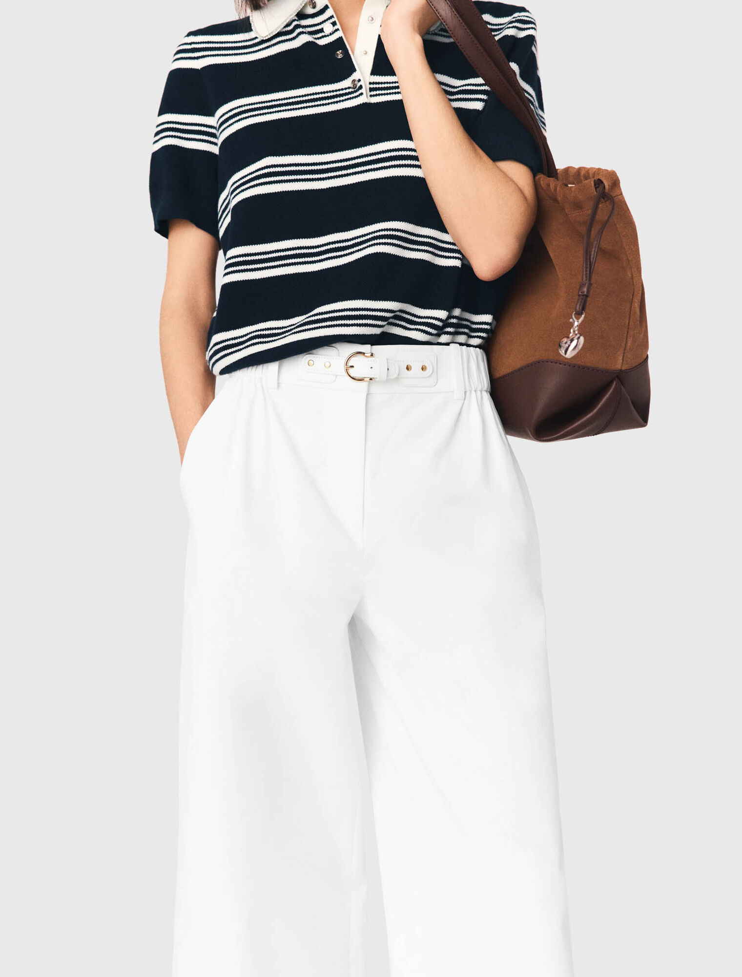 Wide-leg cotton trousers