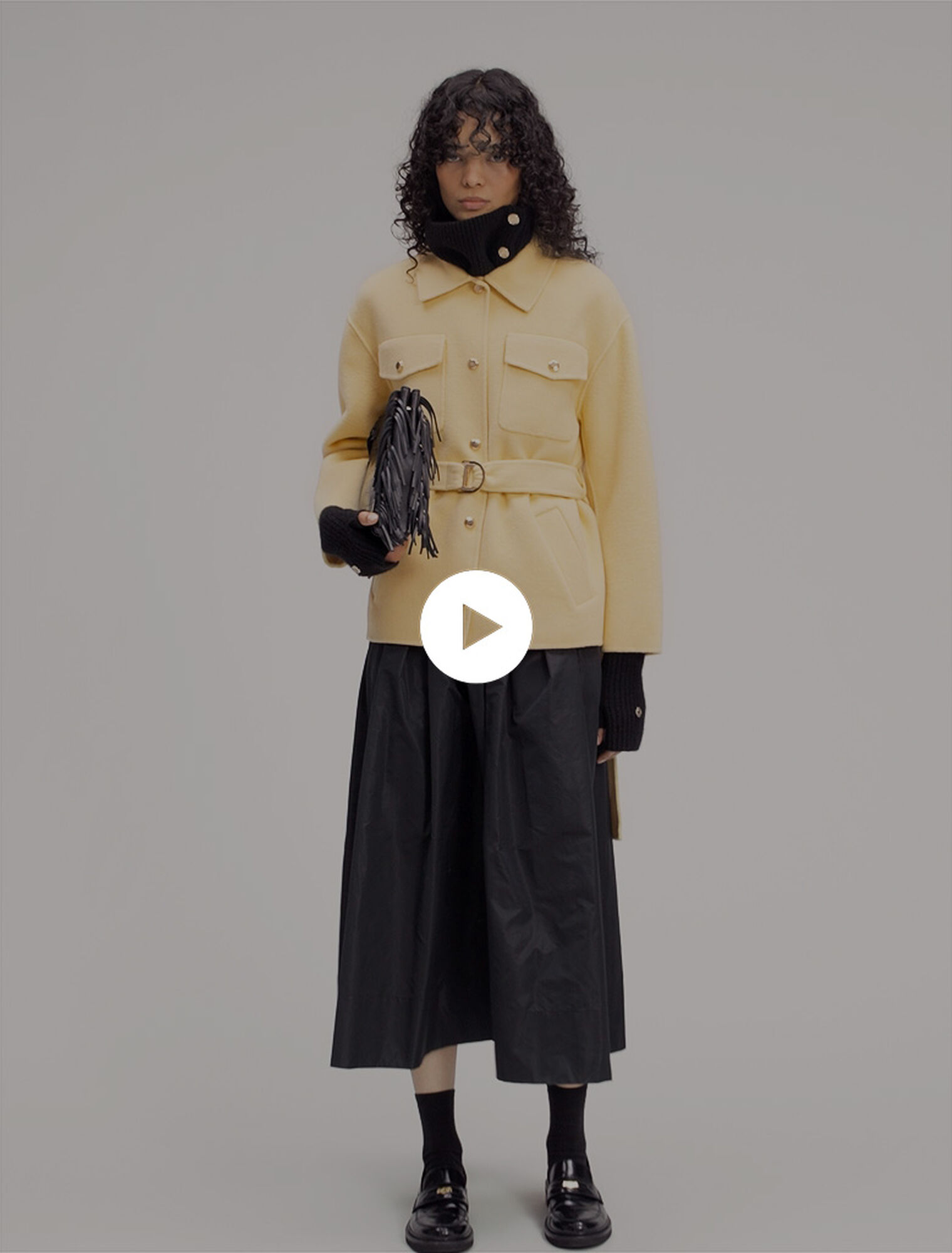 Short double-faced belted coat