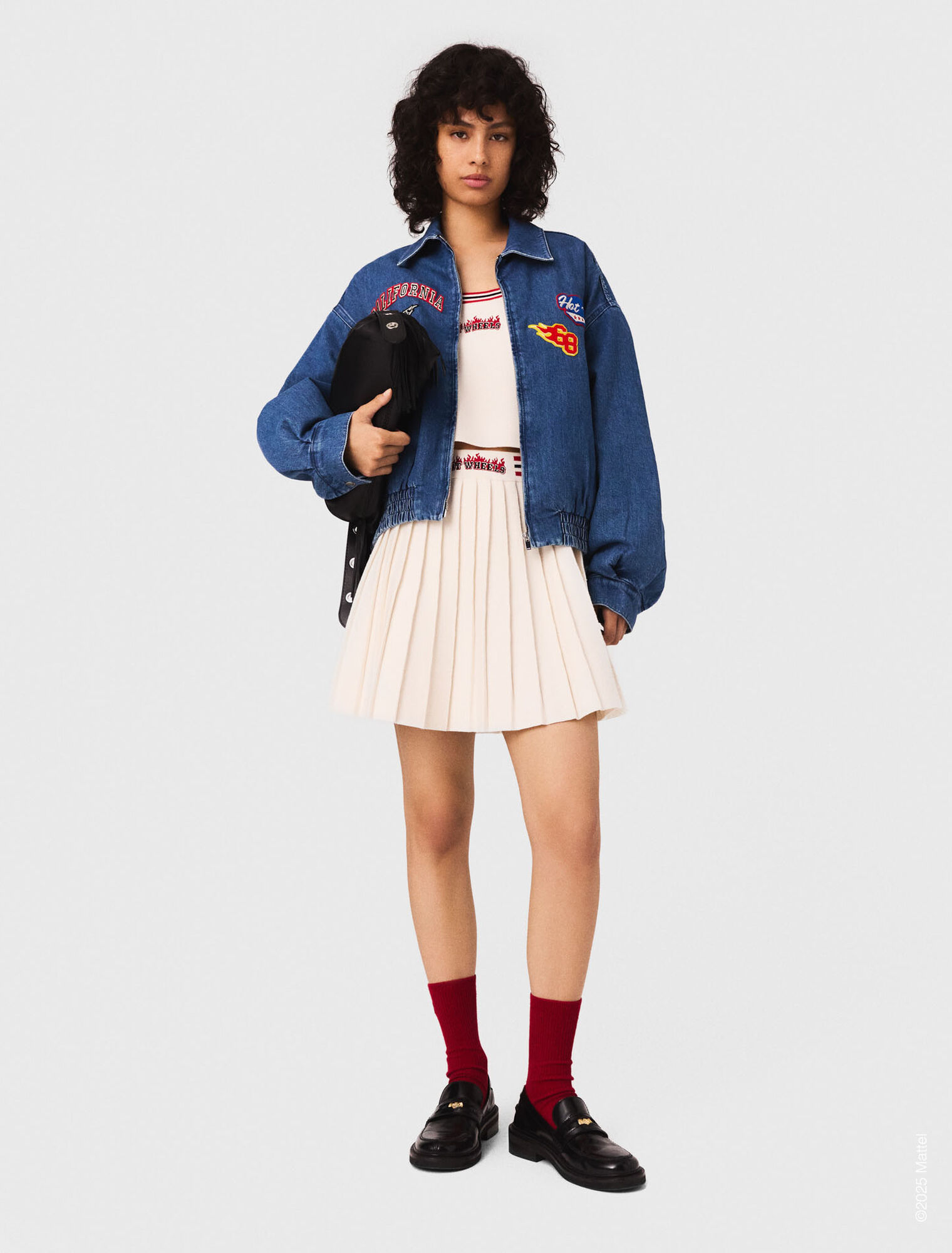 Oversized embroidered denim jacket