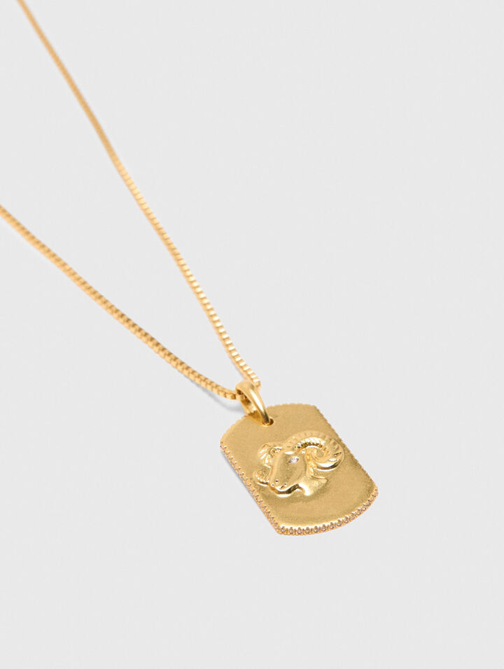 Zodiac sign plaque necklace