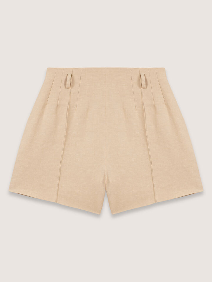 Linen and cotton shorts with darts